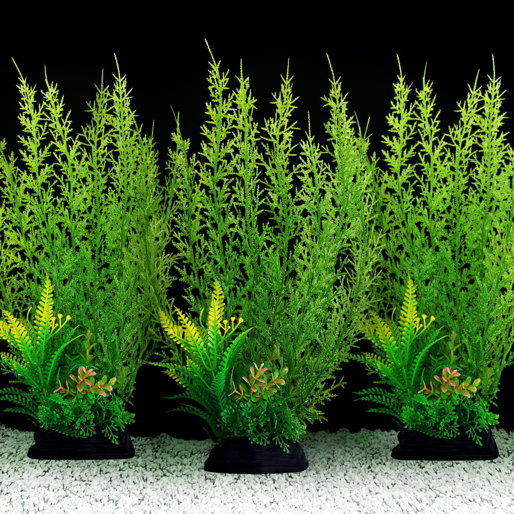 QUOZUO fish tank plants green 3pcs ensemble 12in adds natural look and easy maintenance