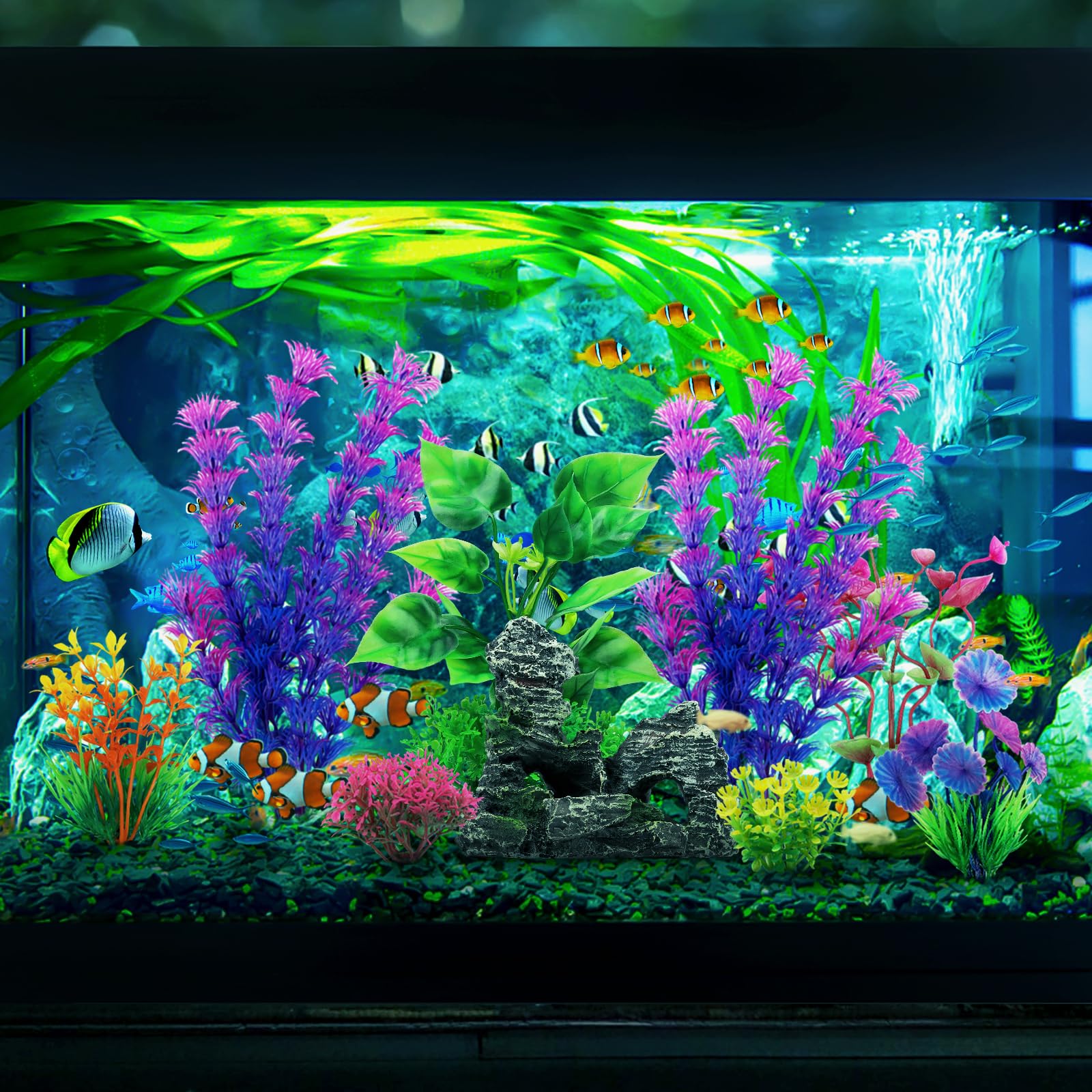 QUOZUO fish tank rock cave—provides shelter and hiding holes for curious fish.