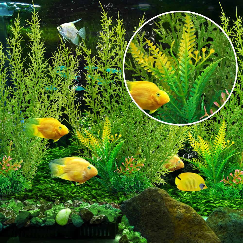 QUOZUO plastic aquarium plants natural look for realistic underwater scenery