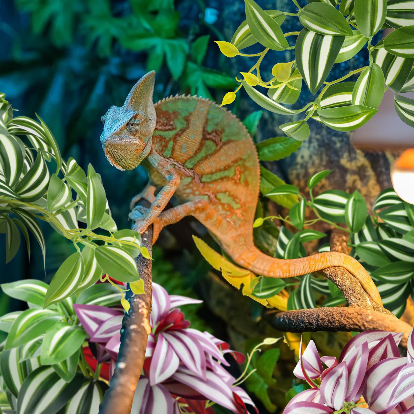 QUOZUO reptile plants climbing hideout design supports enrichment and ambush-friendly perches