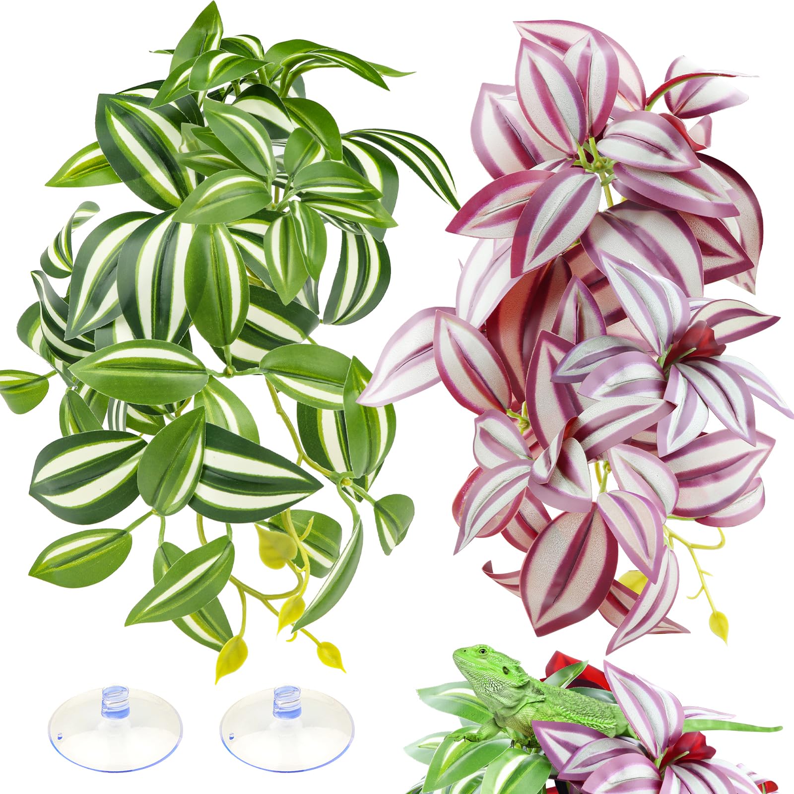QUOZUO reptile plants hanging leaves purple green for lifelike terrarium aesthetics and climbing opportunities