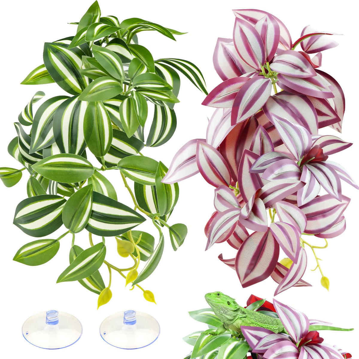 QUOZUO reptile plants hanging leaves purple green for lifelike terrarium aesthetics and climbing opportunities