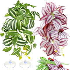 QUOZUO reptile plants hanging leaves purple green for lifelike terrarium aesthetics and climbing opportunities