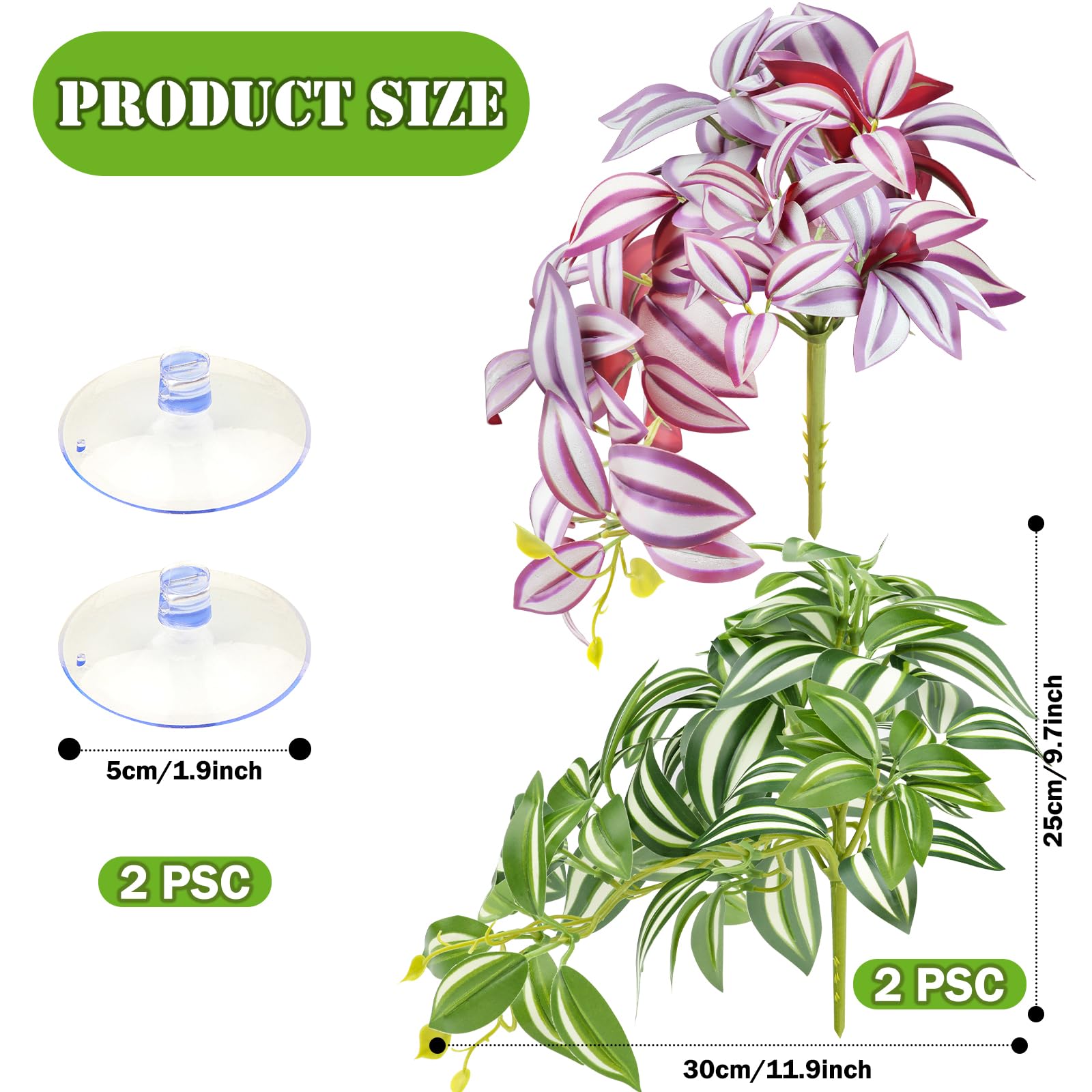 QUOZUO reptile plants suction cups setup easily attaches to glass for quick habitat upgrades