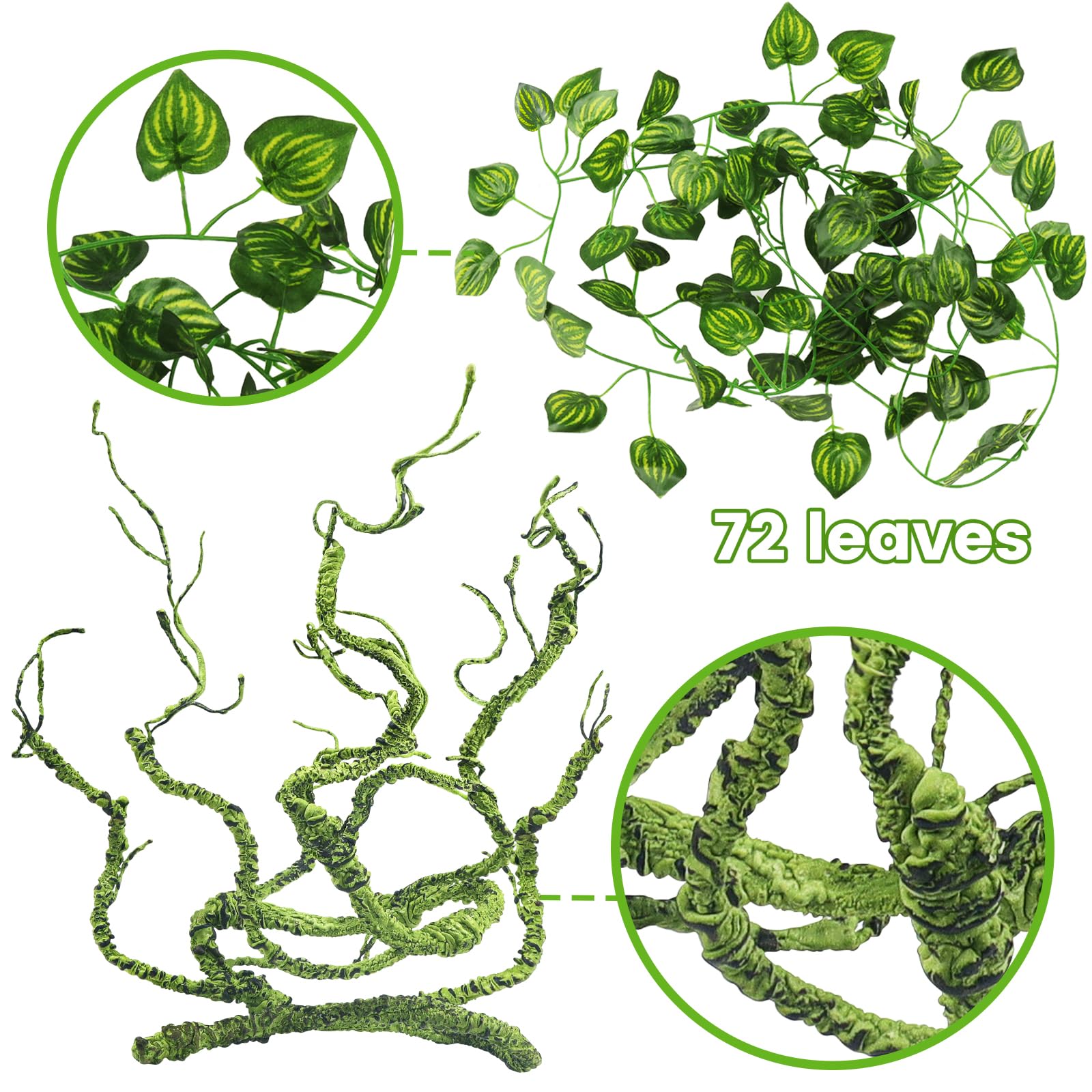 QUOZUO suction cups for terrarium securely attach vines to tank walls.