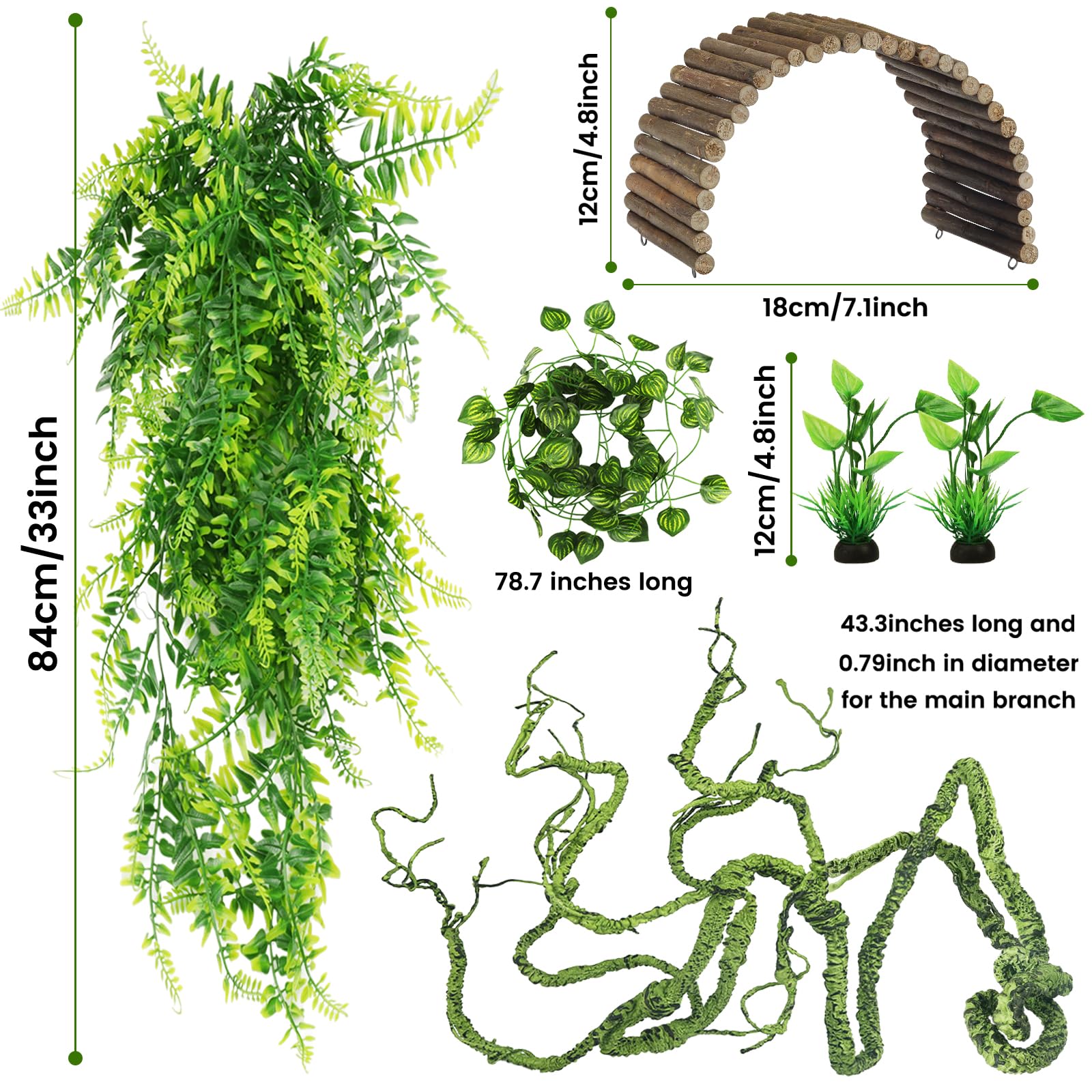 QUOZUO terrarium hanging vines offer easy-to-clean decor that enhances arboreal activity.