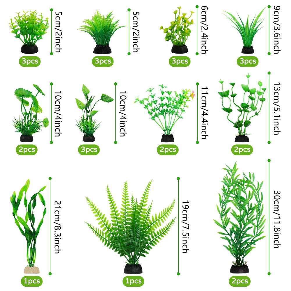QUOZUO varied-styles-green-aquarium-plants expand creative decorating and hiding spots for fish.