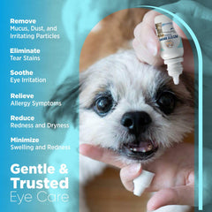 QUQU Natural Pet Eye Drops dispensing tip shown for easy application and relief