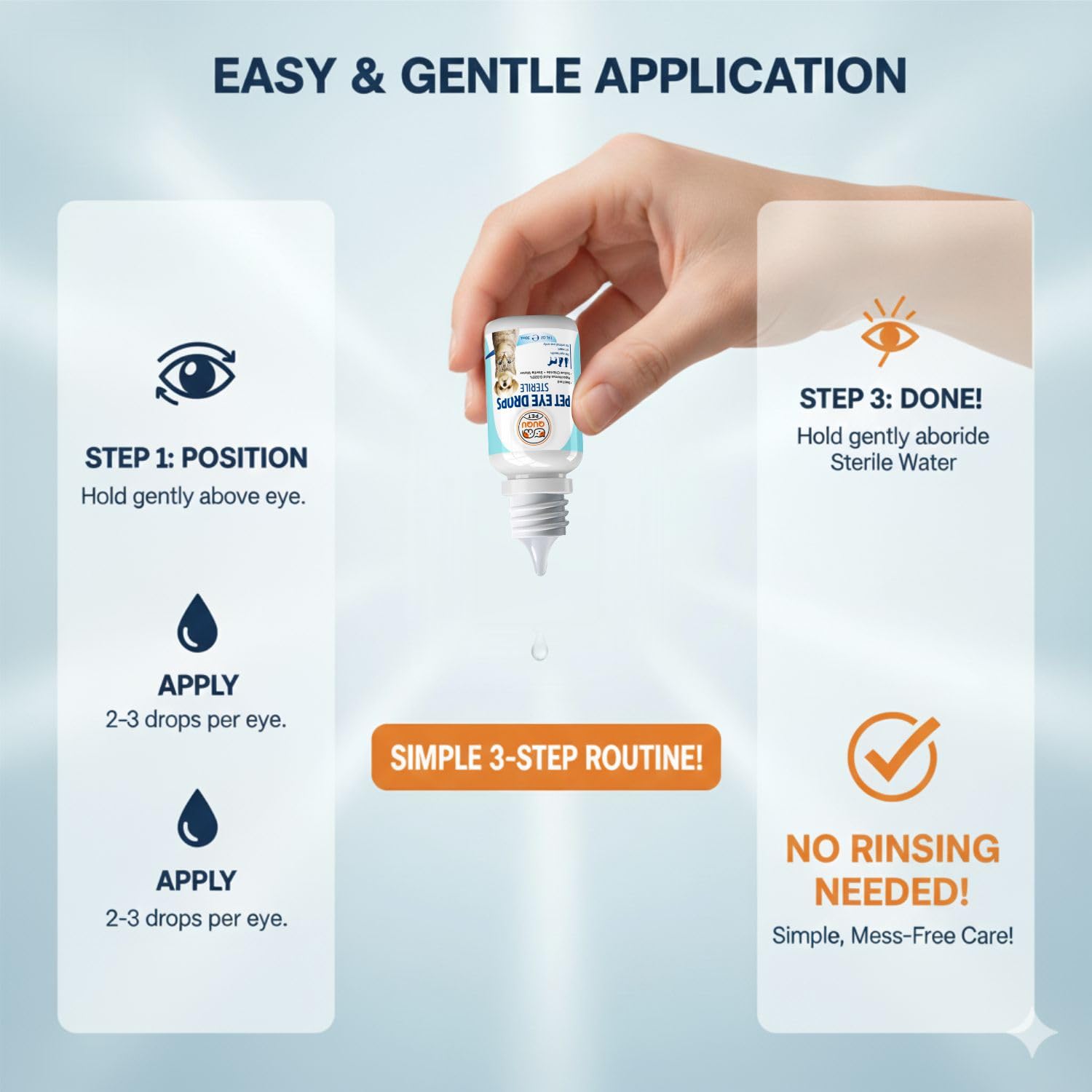 Dog and cat use of QUQU Natural Eye Drops in a multi-pet home for gentle care