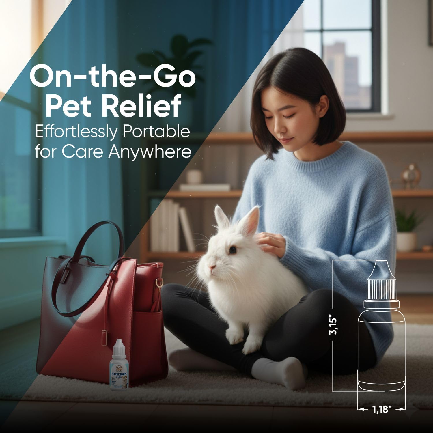 Kitten-friendly QUQU Natural Eye Drops used for daily eye care