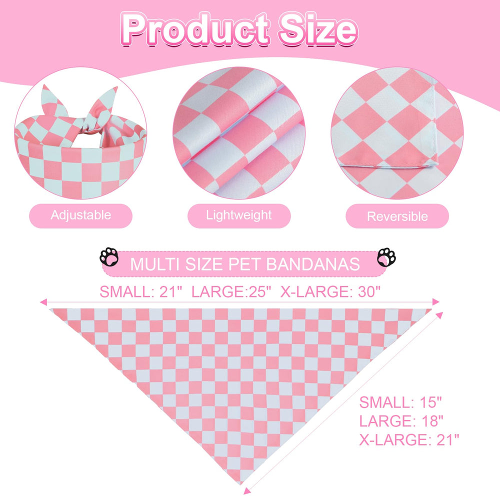 QUQULE dog bandana pink-blue plaid back view shows reversible design options