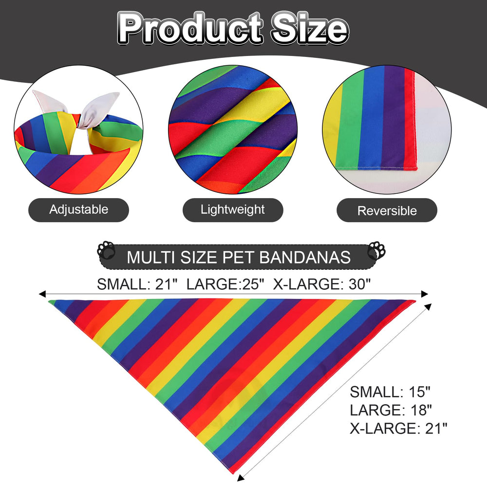 QUQULE Pride Bandana XL shows size options for a comfortable, secure fit.