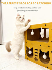 QUTUNI Cardboard Cat House ideal for multi-cat play and shared naps.