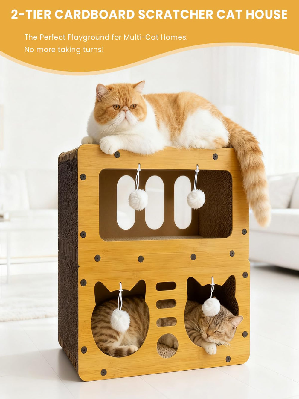 QUTUNI Cardboard Cat House tool-free assembly for quick setup.