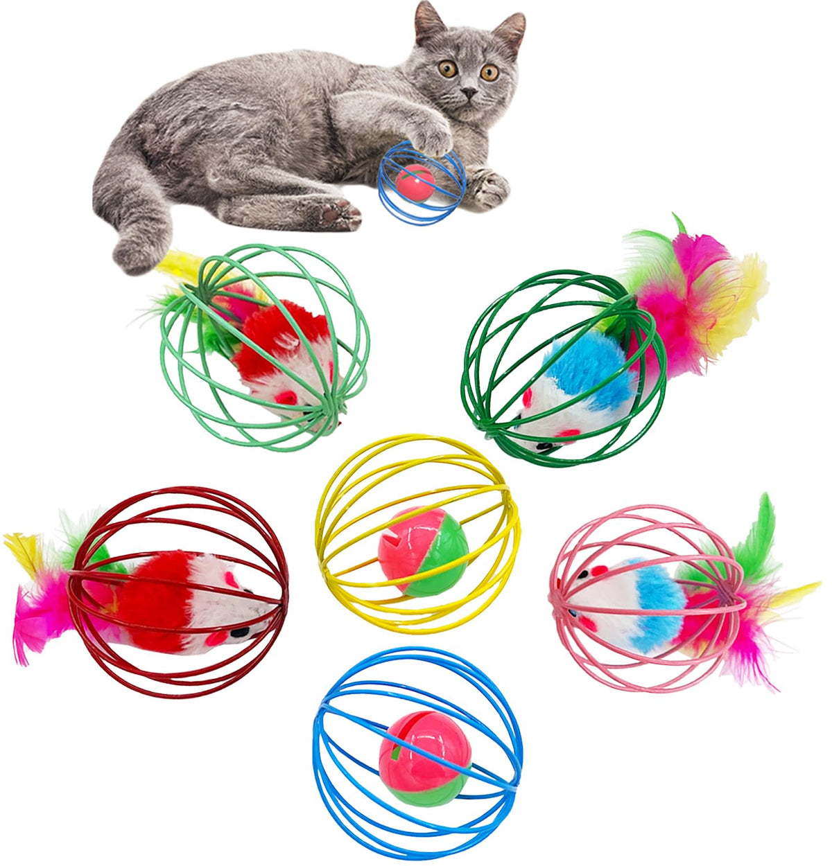 QUVOVID cat toys 6-pack ball bells engage hunting instincts during play.