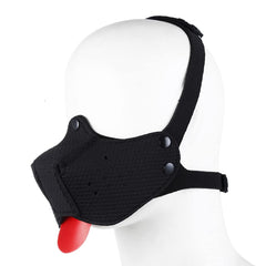 QUYUWOWO dog hood mask black close-up highlights soft inner lining.