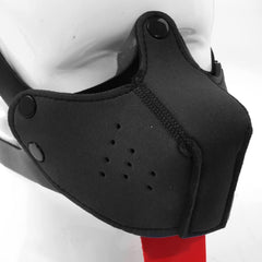 QUYUWOWO puppy muzzle adjustable buckles demonstrate size adjustability.