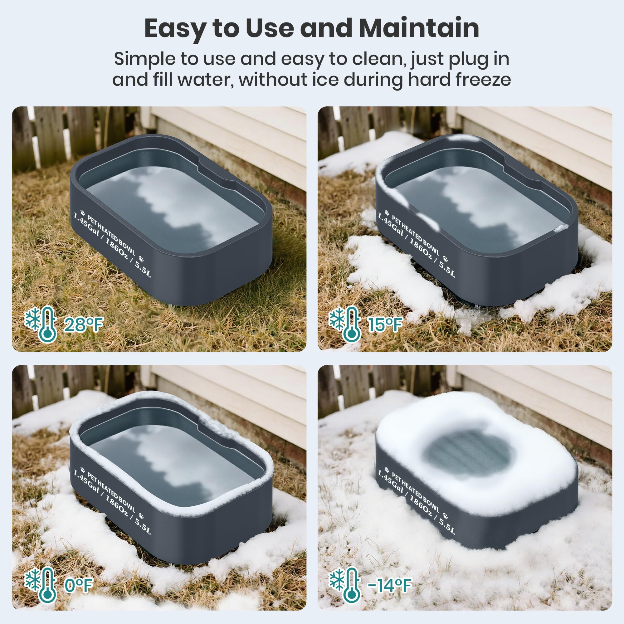Qvamodo outdoor-use setup on patio or kennel illustrates versatile winter-friendly solution
