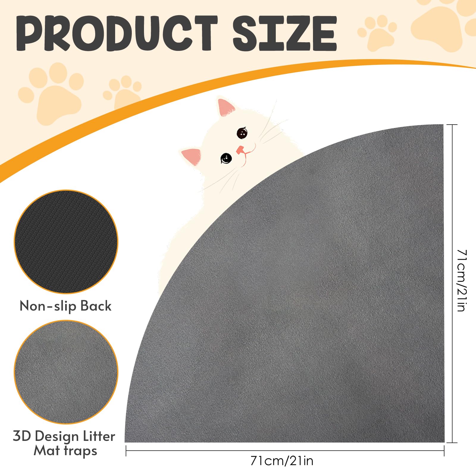 QVEEQ Corner Cat Litter Mat shows waterproof backing to prevent floor staining.