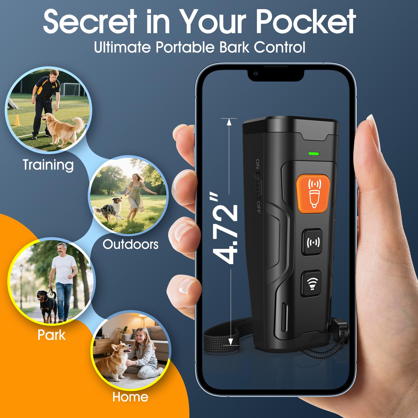 QVNNVQ dog bark deterrent compact design enables everyday portability.