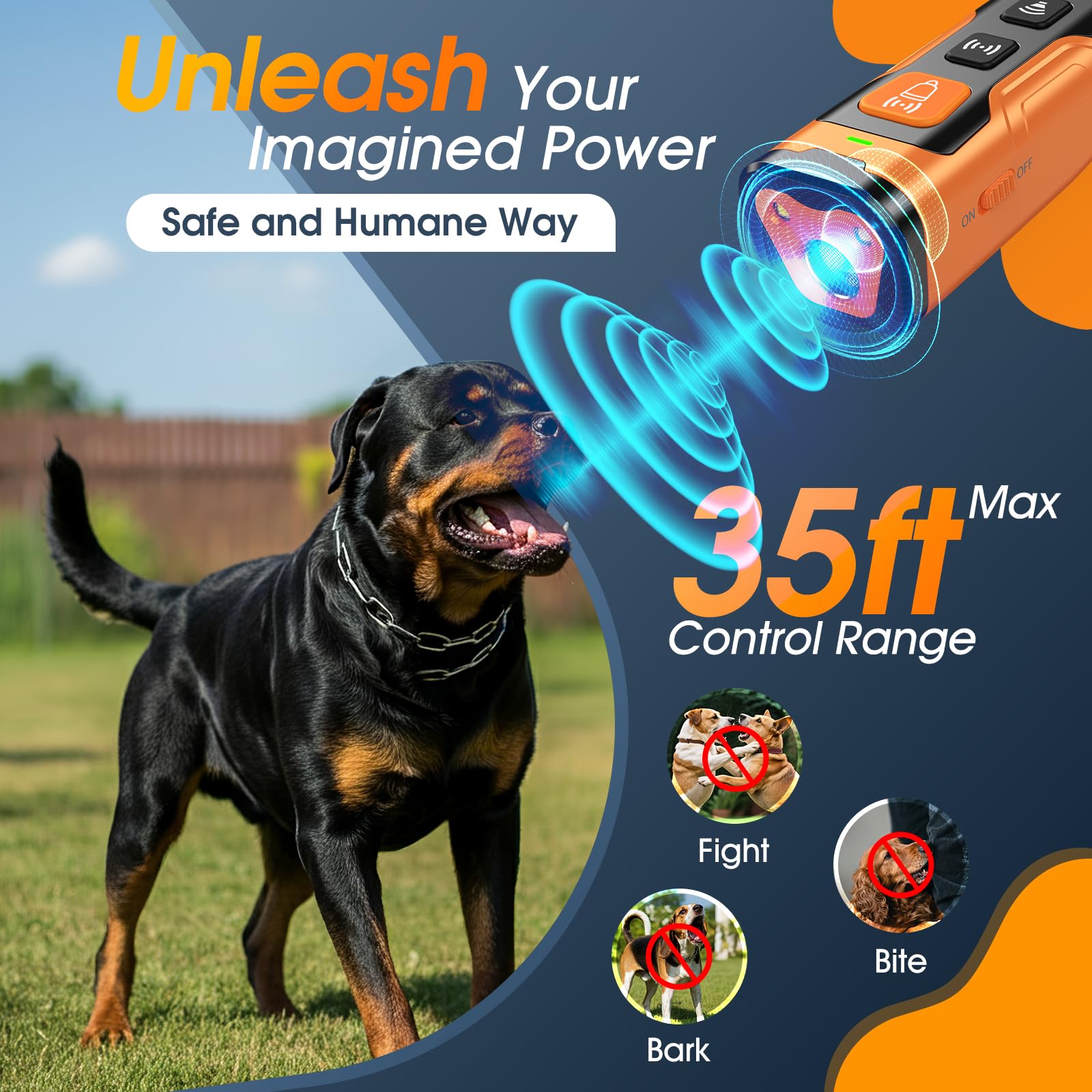 QVNNVQ dog bark deterrent side view highlighting portable design for walks