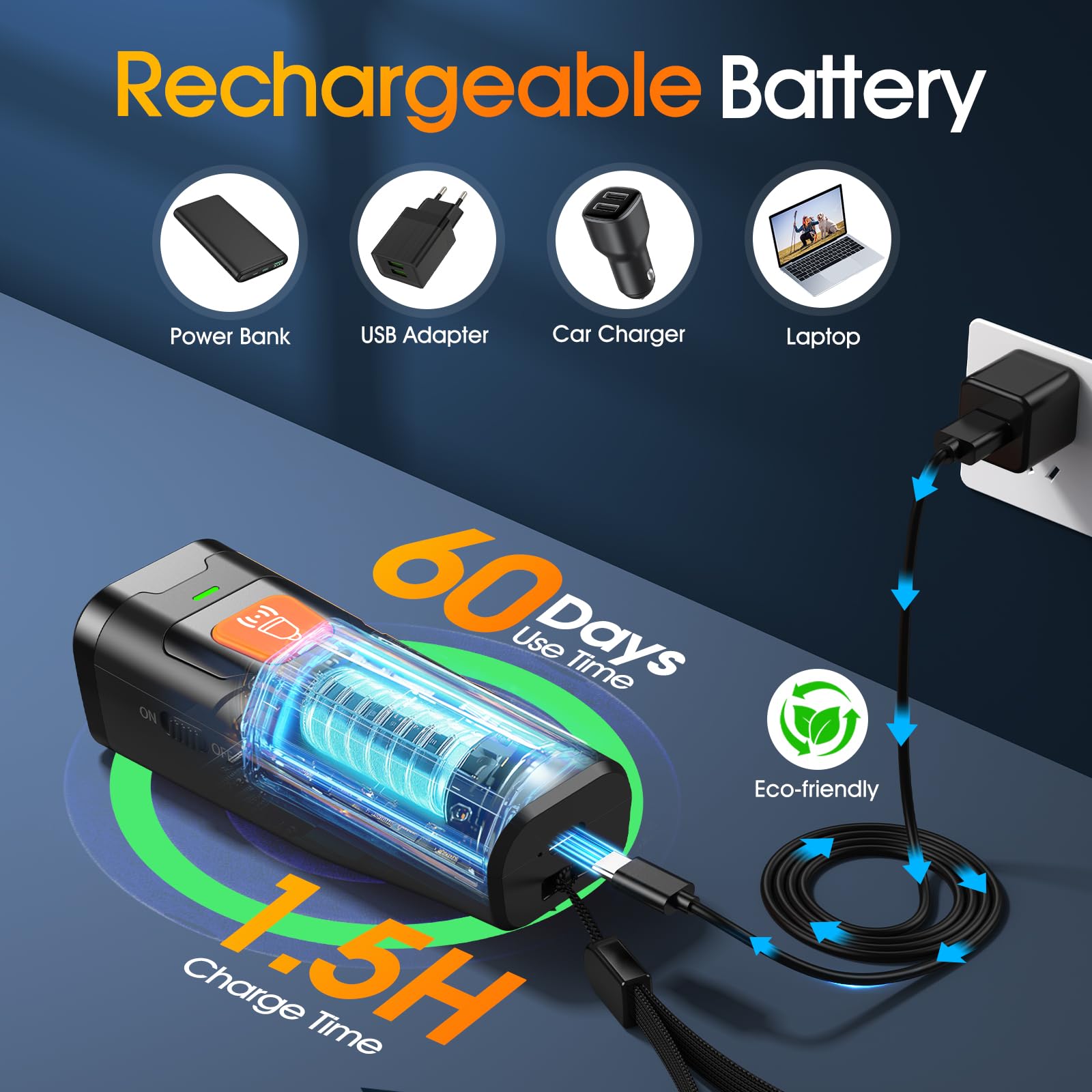 QVNNVQ dog bark deterrent USB-C charging highlights quick power up.