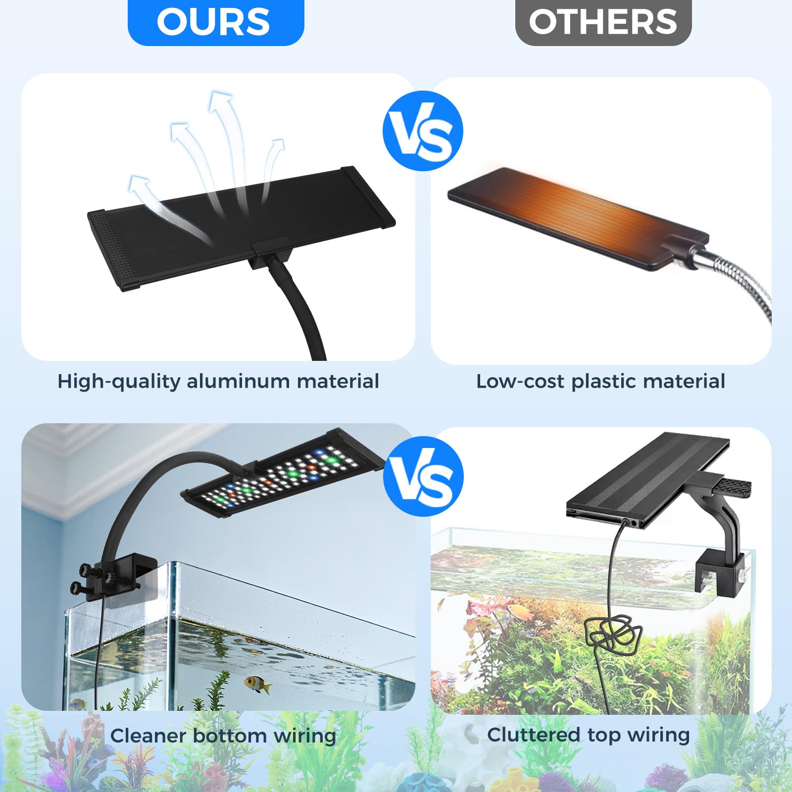 Qwakay aquarium light nine color modes tailor mood and growth