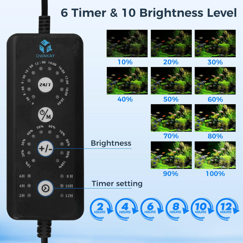 Qwakay aquarium light ten brightness levels for precise control
