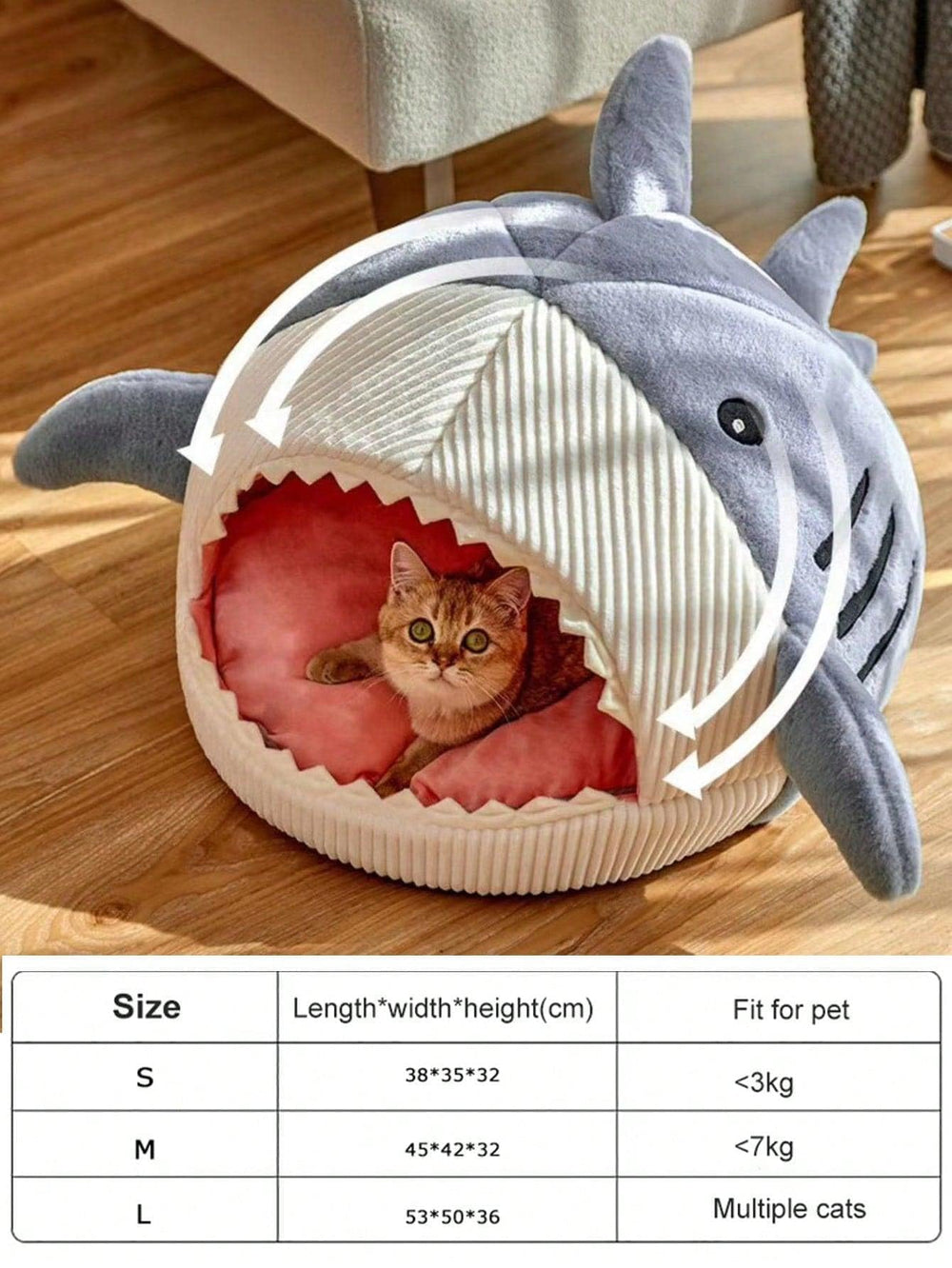 QWINEE Shark-Shaped Bed Travel-Ready design enables easy pet naps on the go.