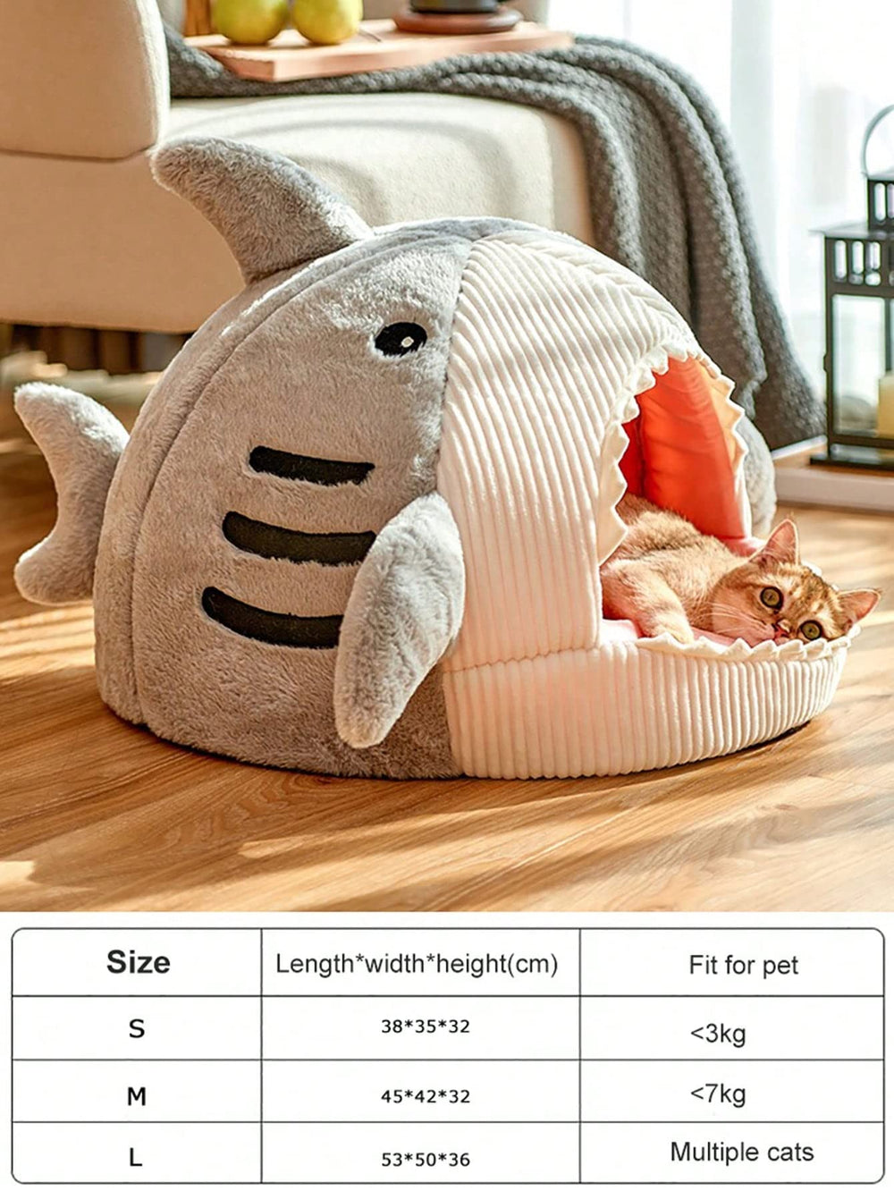 QWINEE shark-shaped bed suited for small pets' safe, warm space