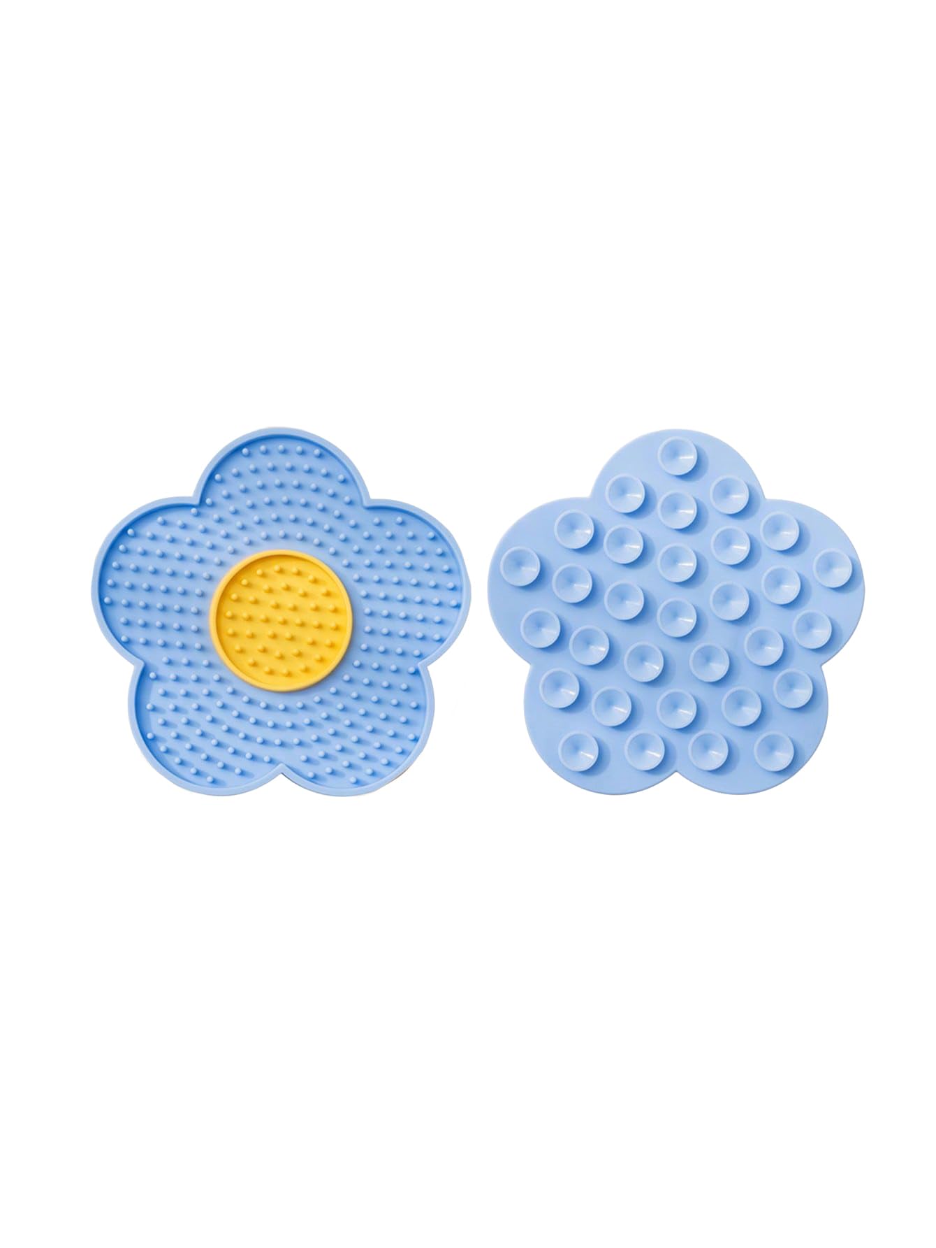 QWINEE lick mat for dogs, flower design in blue, supports portion control.