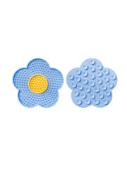 QWINEE lick mat for dogs, flower design in blue, supports portion control.