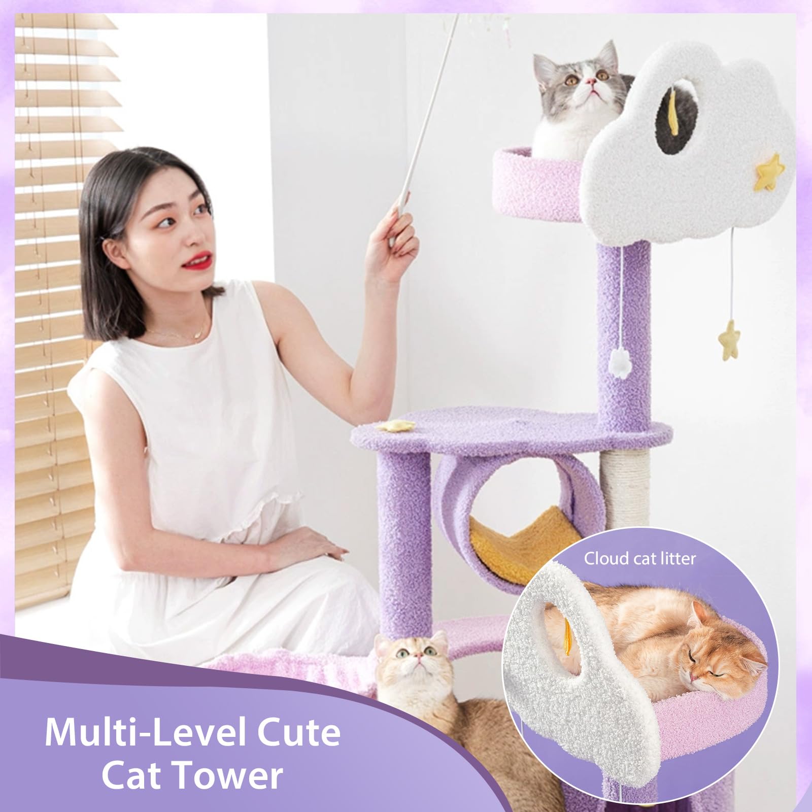 QWJORV cozy cat nest perch adds a warm resting spot for naps.