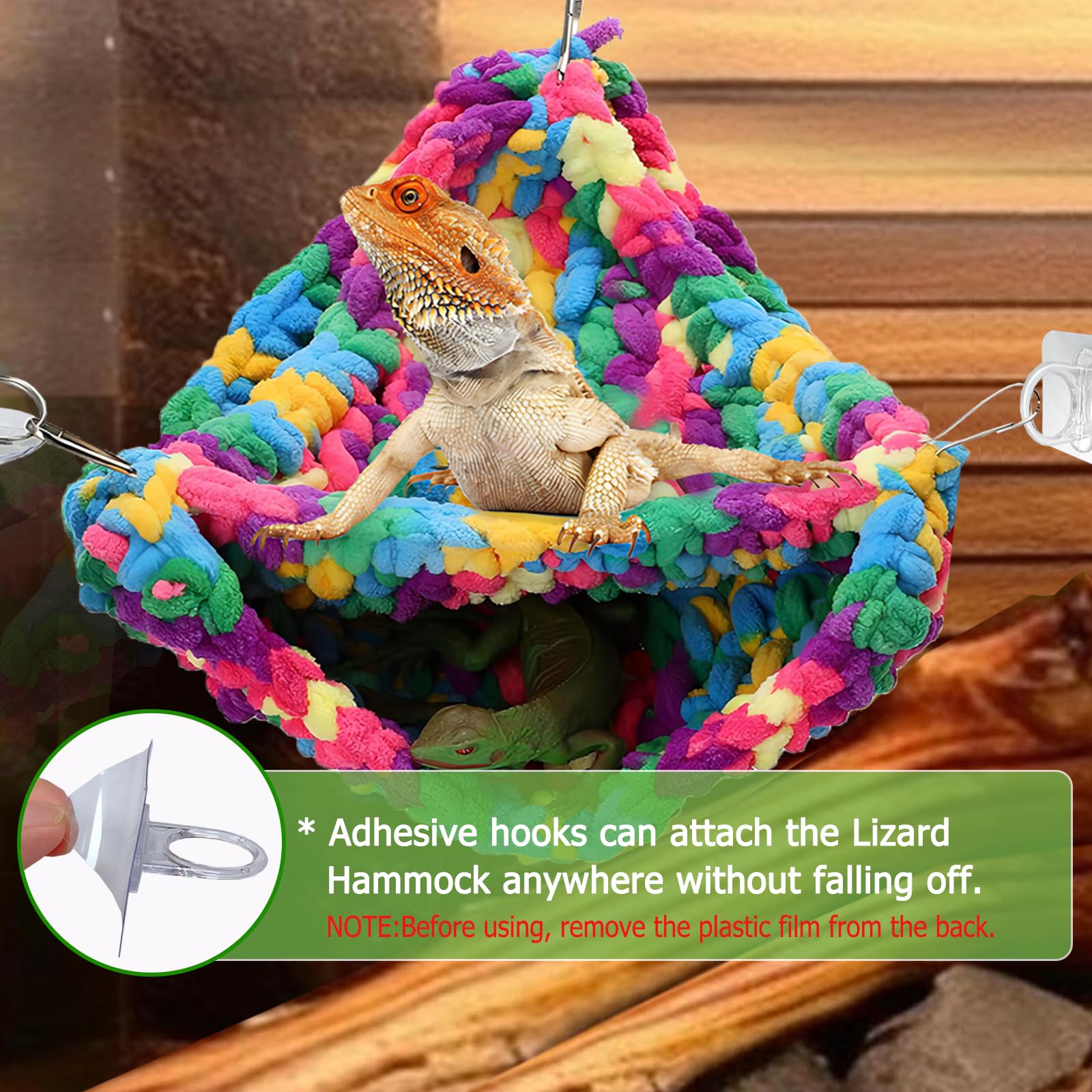 QWR Soft Reptile Hammock includes adhesive, metal hooks and suction cups for secure installation