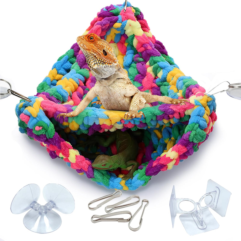 QWR Soft Reptile Hammock double-layer triangular bed in terrarium offers extra resting space
