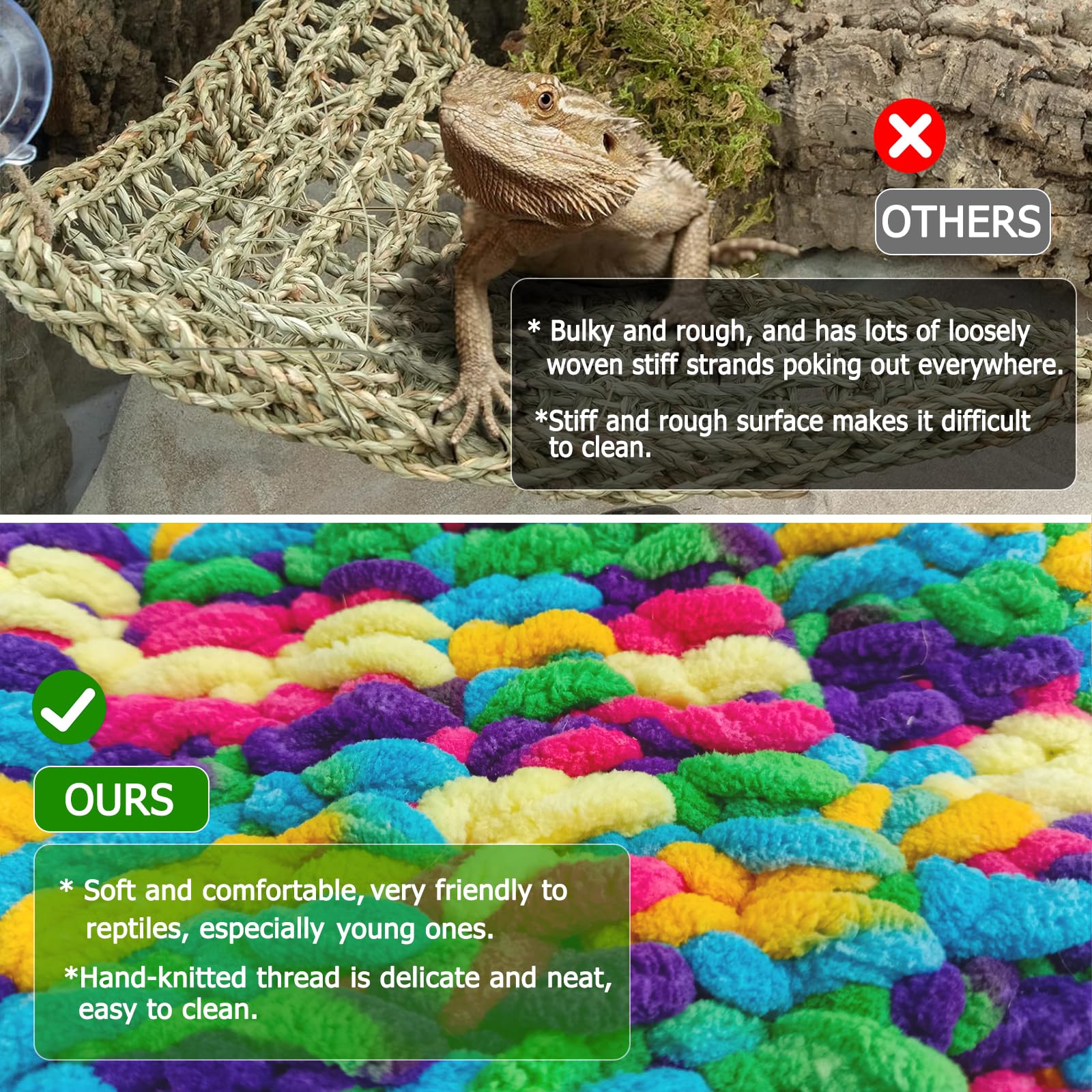 QWR Soft Reptile Hammock adds colorful habitat decor and comfort for bearded dragons