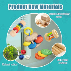 QWR wooden bunny toy close-up shows smooth edges and safe design for small pets