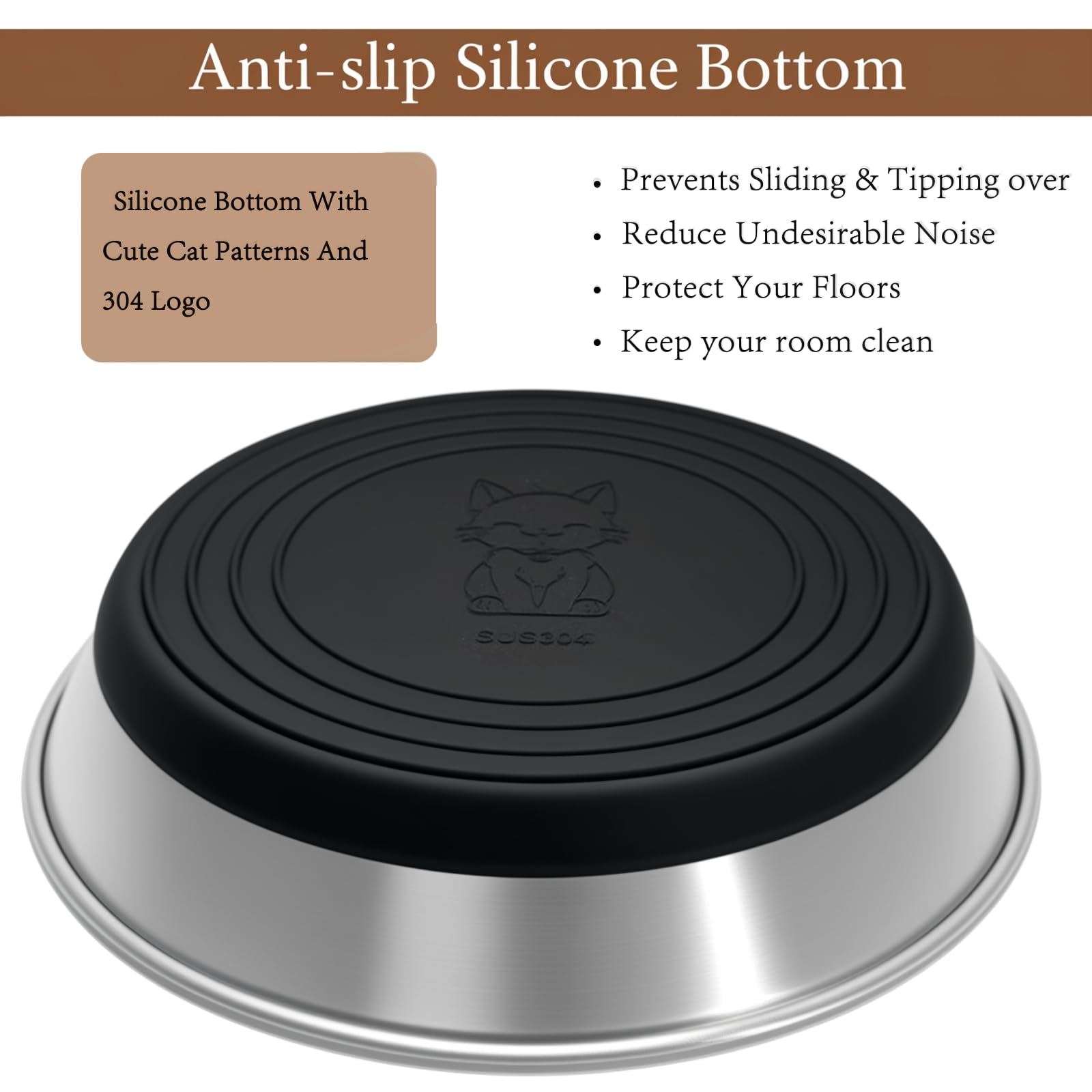 QXSFRKG bowl showing non-slip silicone base keeping it stable.
