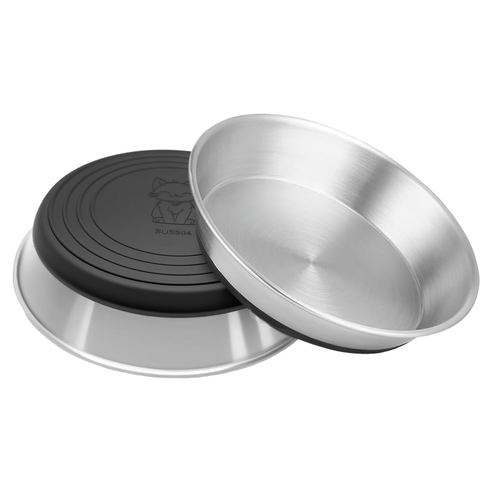 QXSFRKG stainless steel cat bowl with wide mouth for whisker-friendly meals.