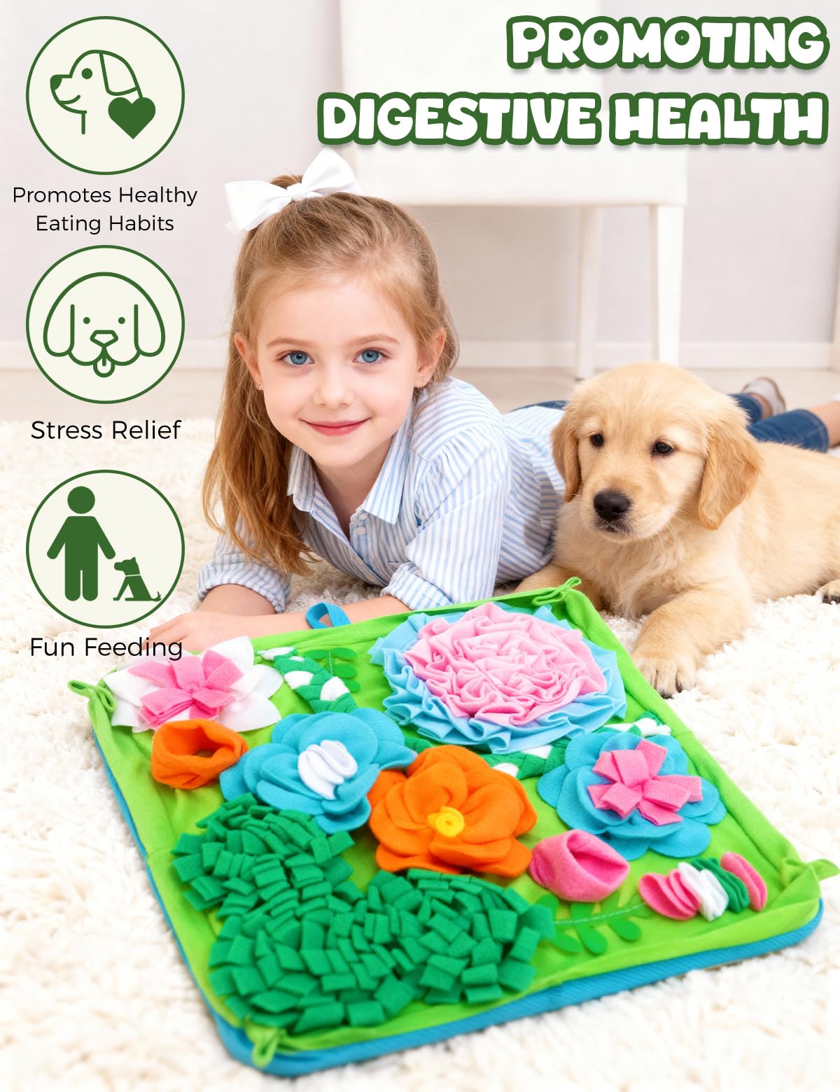 Qxsnuvvlg Snuffle Mat non-slip bottom keeps mat steady during meals.