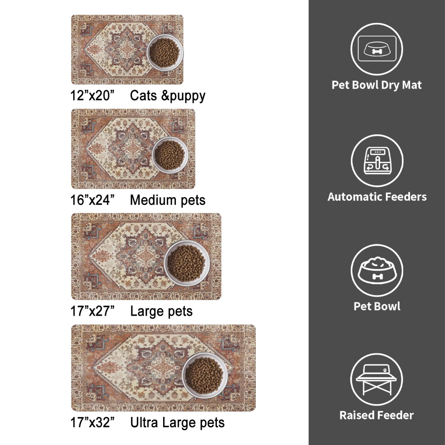 QXWREL Bohemia-style design adds decorative flair to pet feeding area