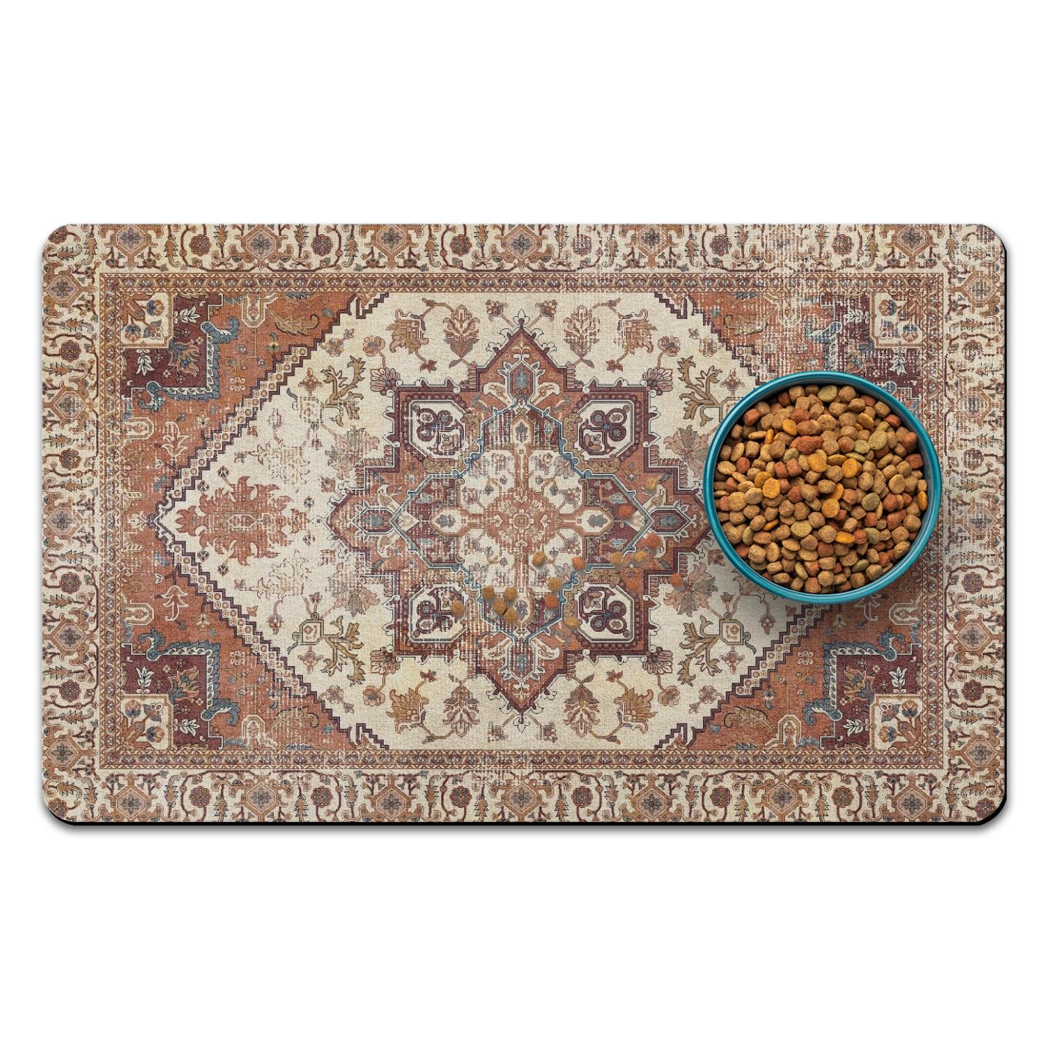 QXWREL dog food mat with absorbent suede-like surface that dries quickly