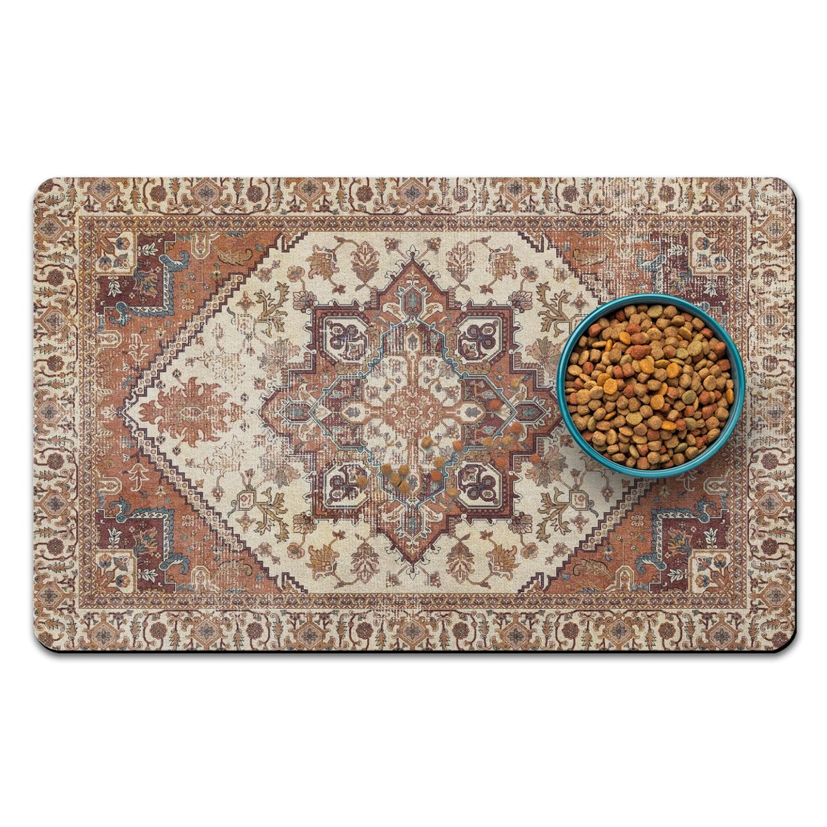 QXWREL dog food mat with absorbent suede-like surface that dries quickly