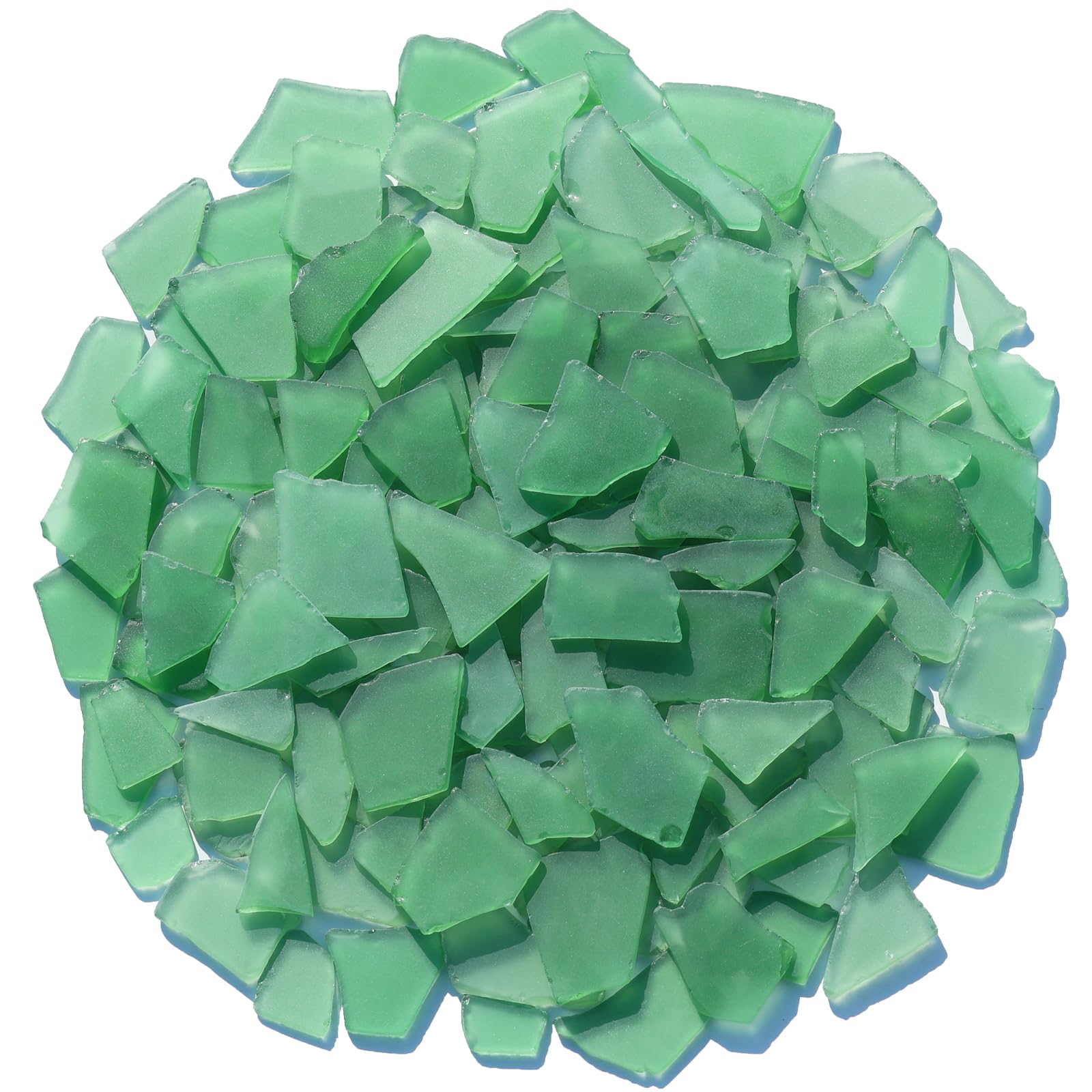 QYGL sea glass green frosted pieces close-up for DIY coastal crafts and decor