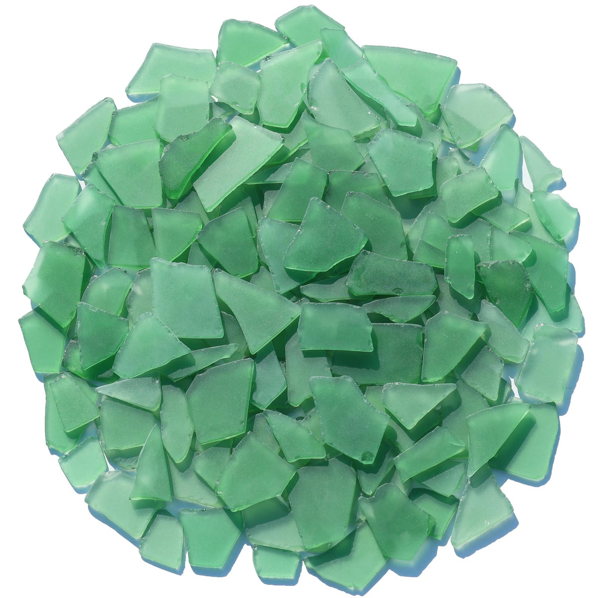 QYGL sea glass green frosted pieces close-up for DIY coastal crafts and decor