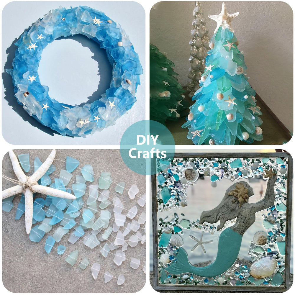 QYGL sea glass green frosted wreath craft showcasing coastal charm