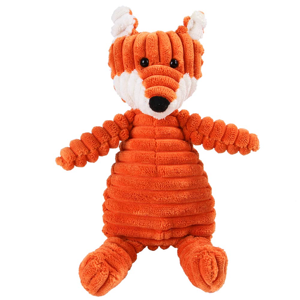 Q.Y.HOME plush fox toy with squeaker in action promoting interactive play