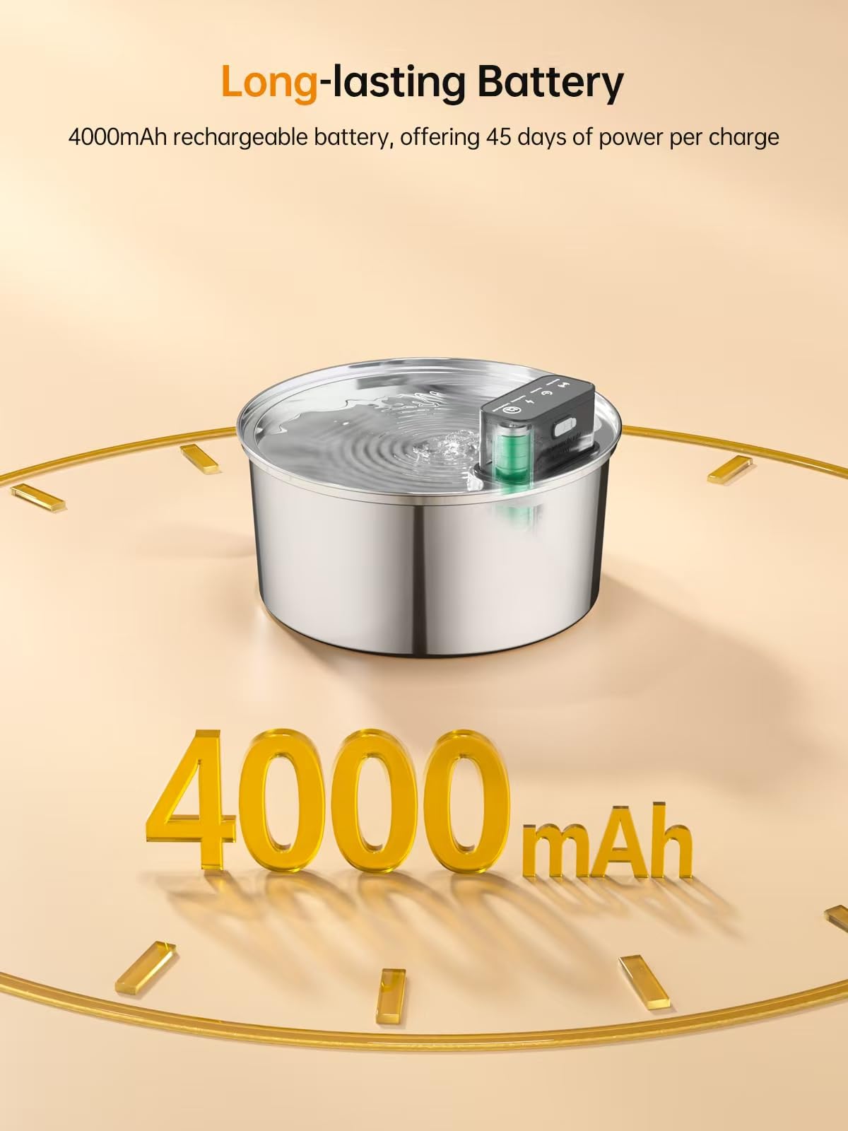 Qzkragt 4000mAh Battery-Powered Fountain for extended operation.