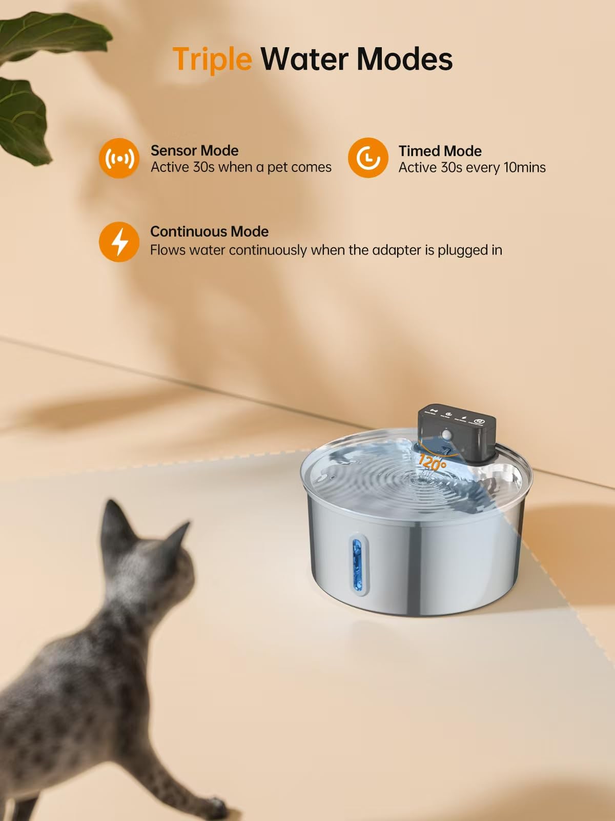 Qzkragt Motion Sensor Fountain setup encourages pets to drink when nearby.