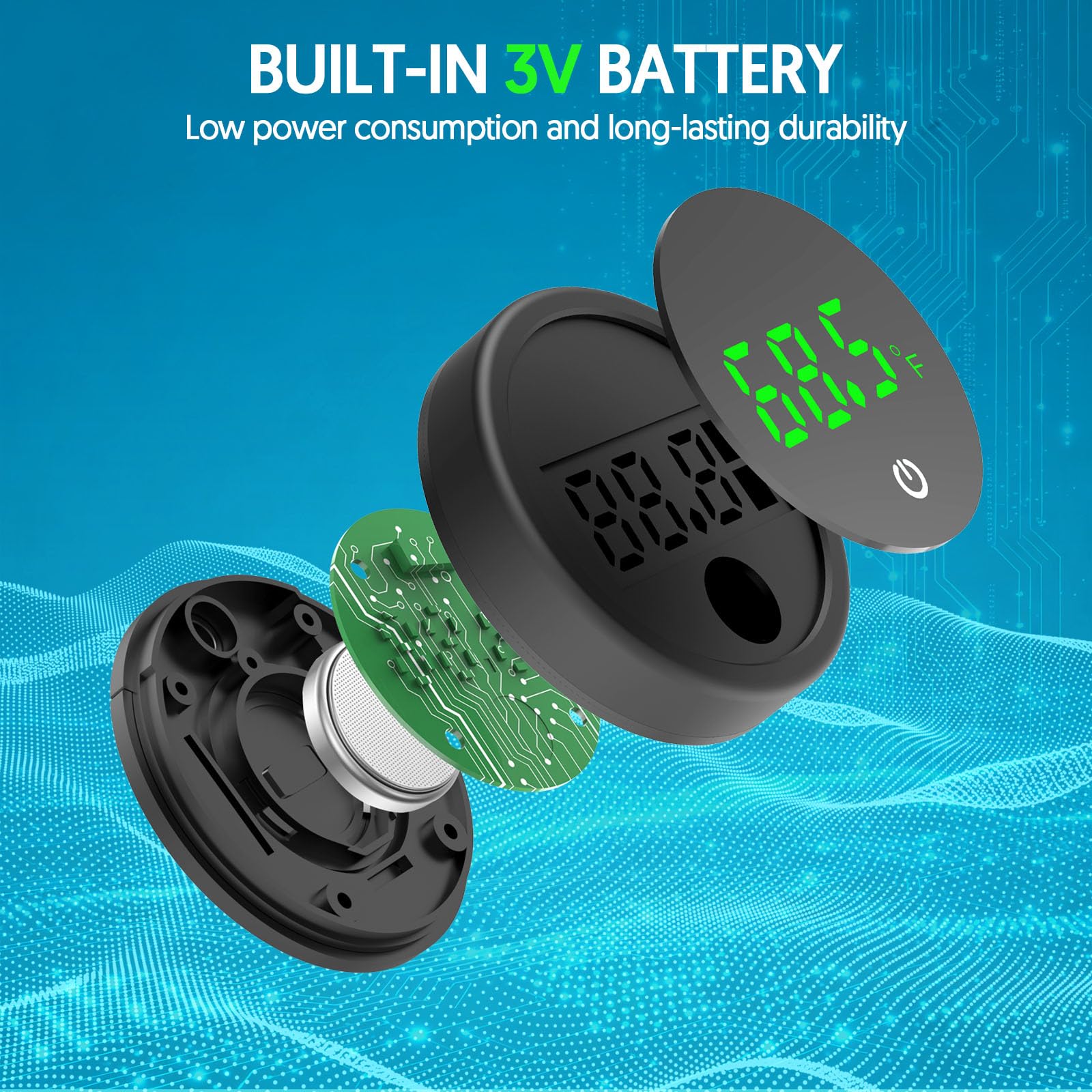 QZQ CR2032 battery long-life powers the unit with low maintenance.